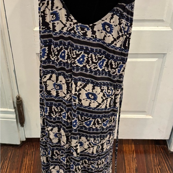 Lucky Brand Aztec Crochet Strap Maxi Dress With Tie Waist Tassels Sz medium - Picture 9 of 13